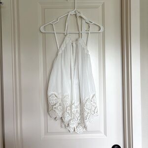 Free People Cream Lace Halter Top